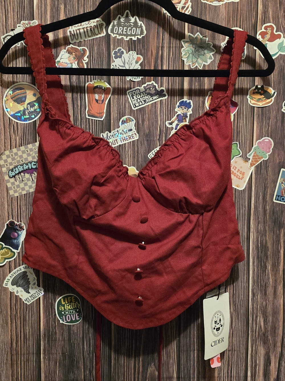Cider Women's Red Sweetheart Bustier Crop Top